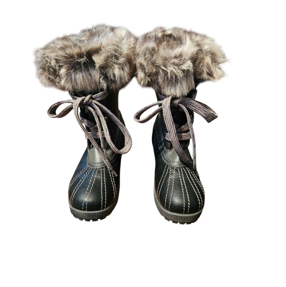 London Fog Lfw Milly Women's Faux Fur Trim Winter Boots Size 9